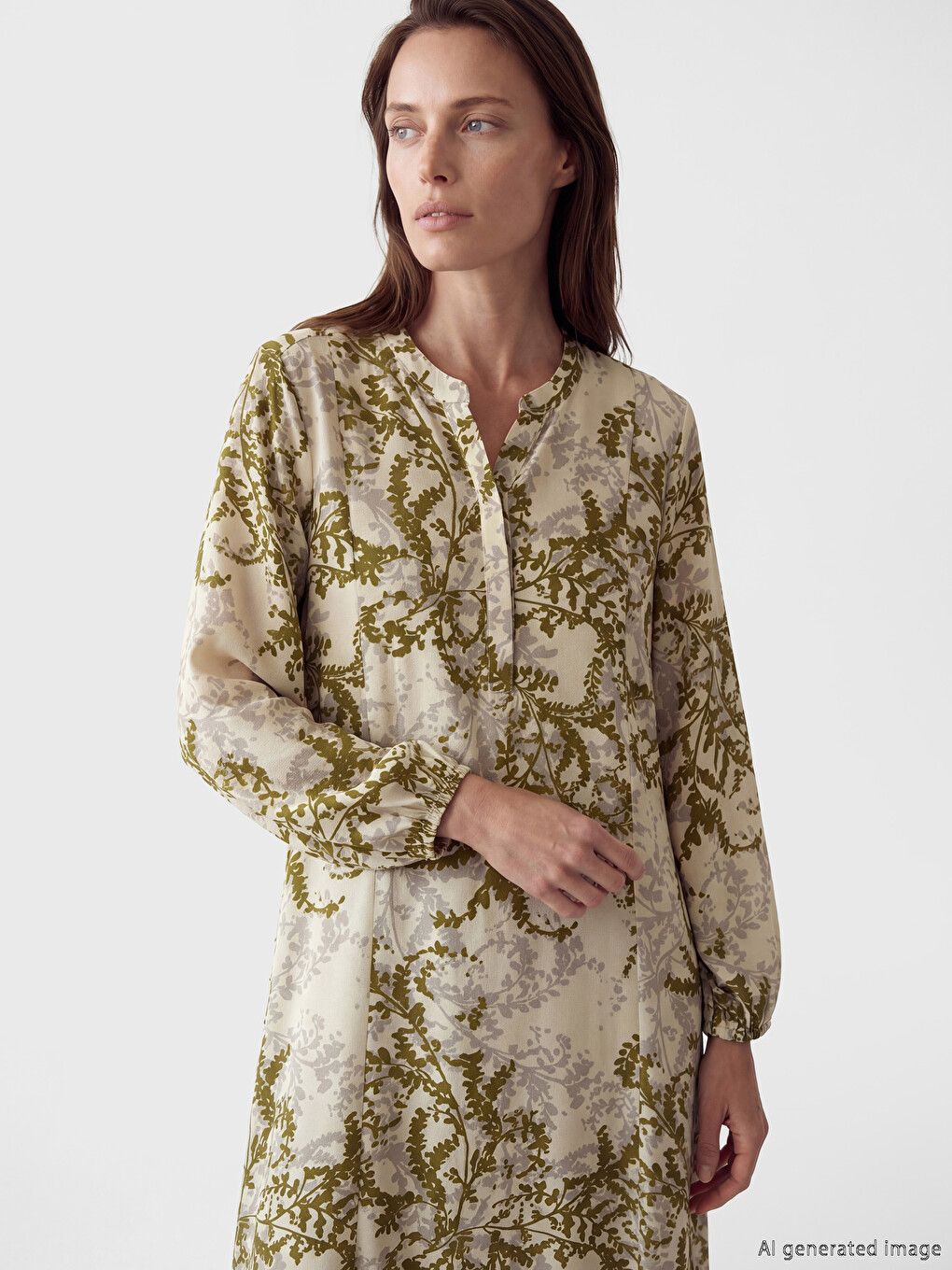 Notch Neck Patterned Dress-1