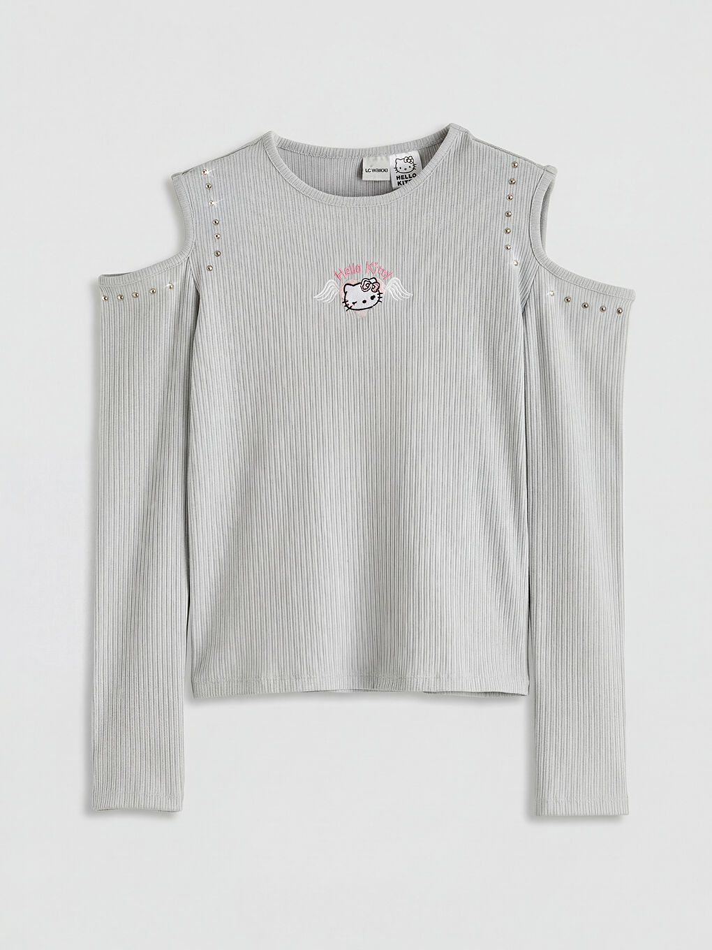 Crew Neck Hello Kitty Embroidered Girls' Sweatshirt