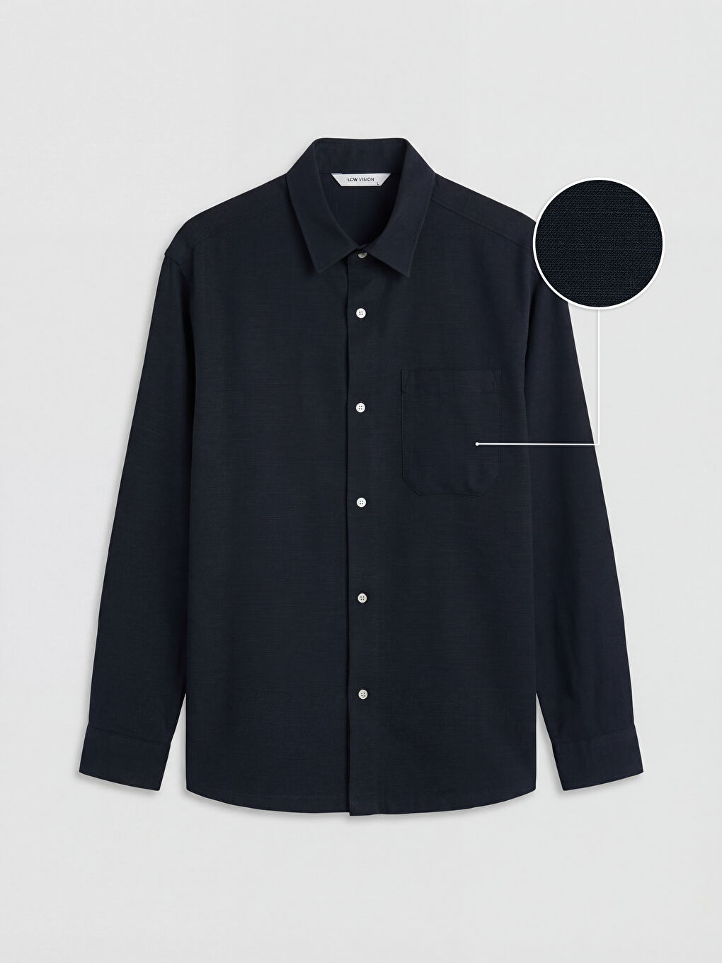 Lacivert Standart Kalıp Erkek Dokulu Gömlek