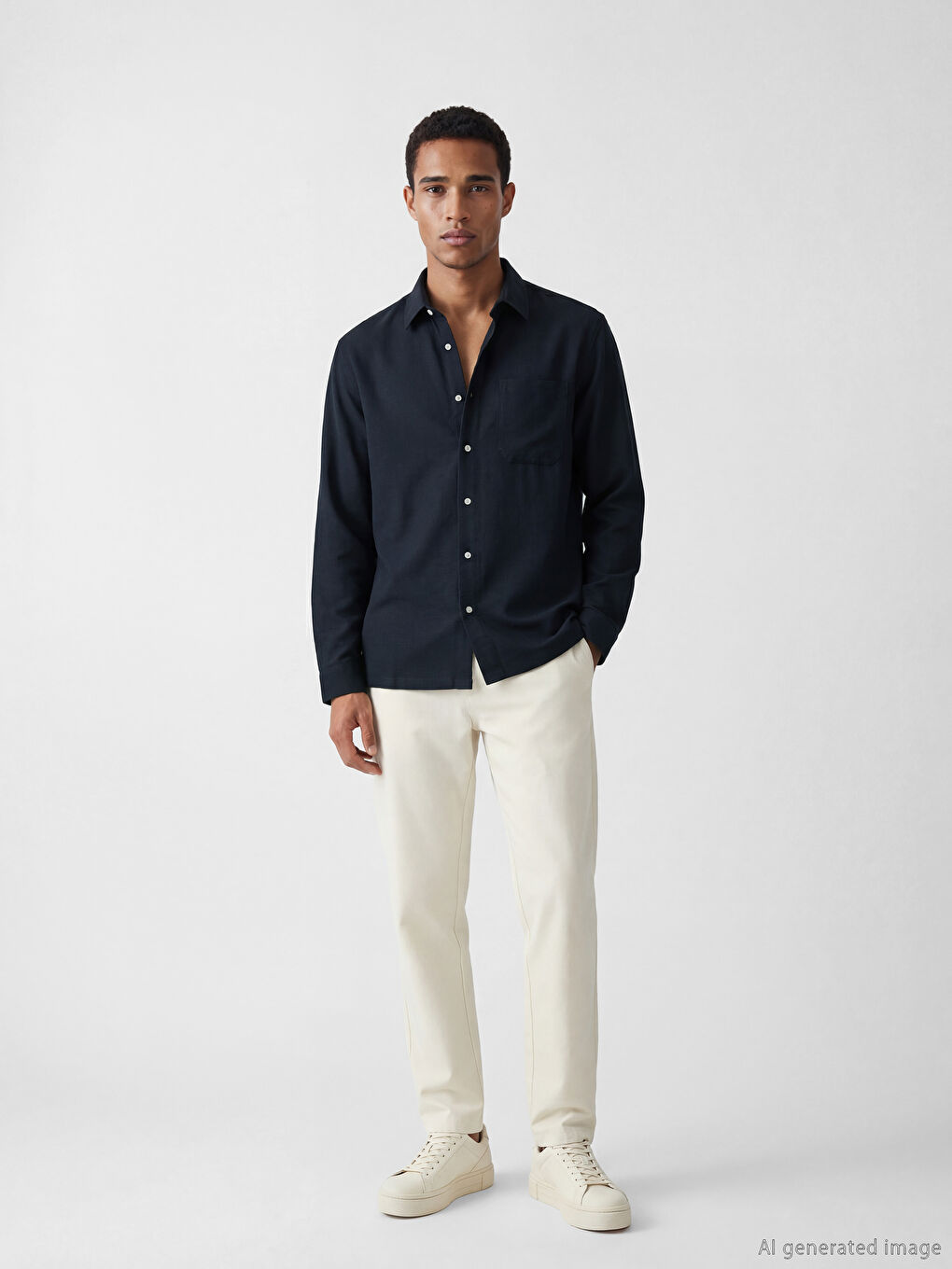 Lacivert Regular Fit Oxford Erkek Gömlek-1