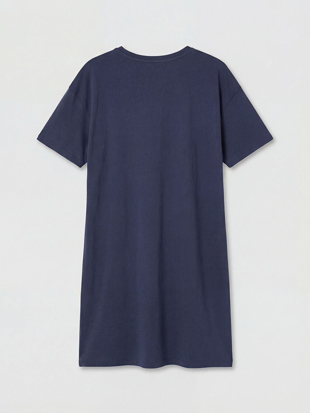 Lacivert Bisiklet Yaka Baskılı Kadın Gecelik-1
