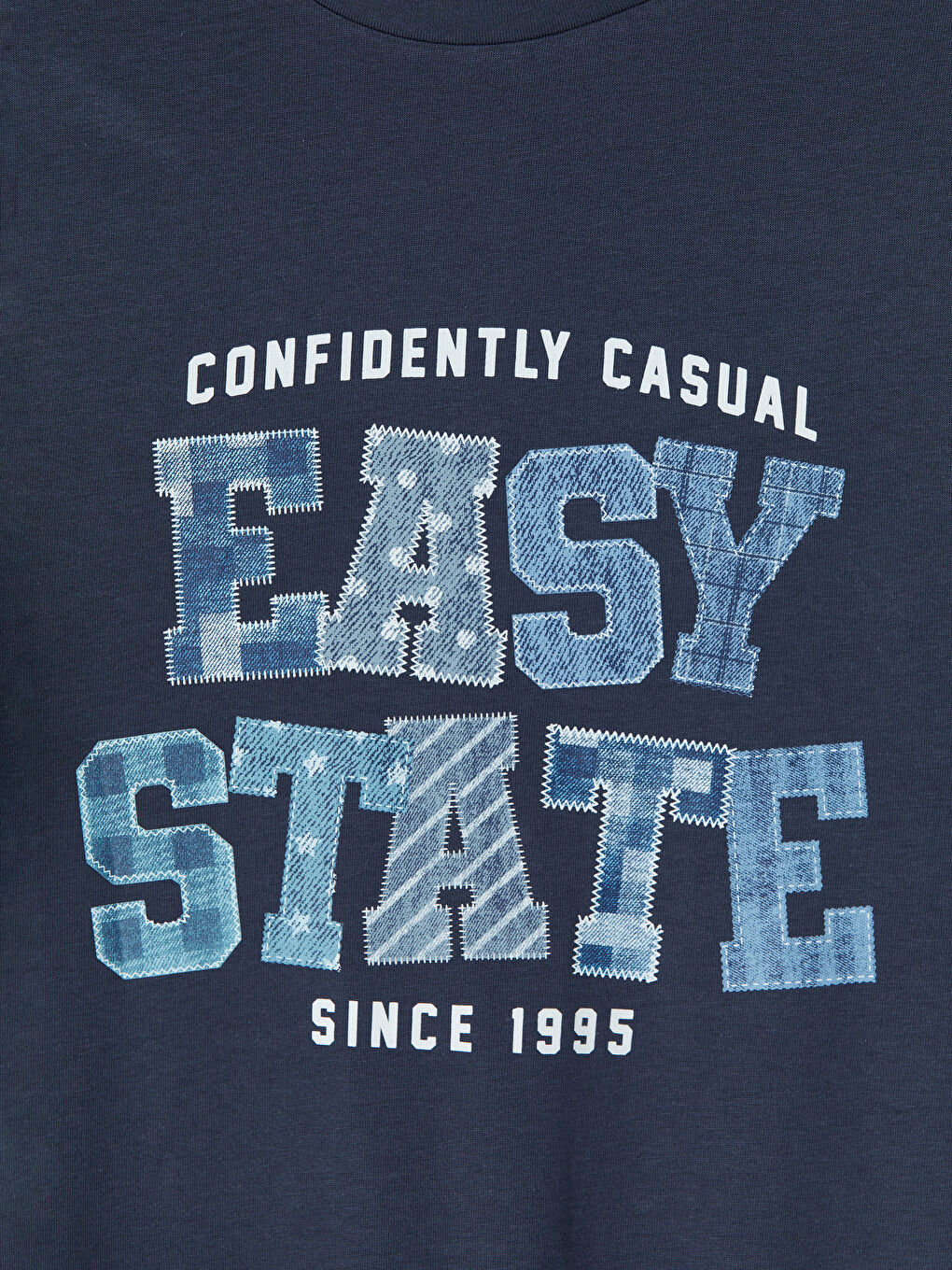 Lacivert Bisiklet Yaka Baskılı Kadın Gecelik-2