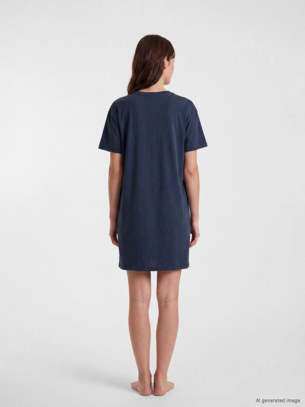 Chemise de nuit imprimée à col rond pour femme-3