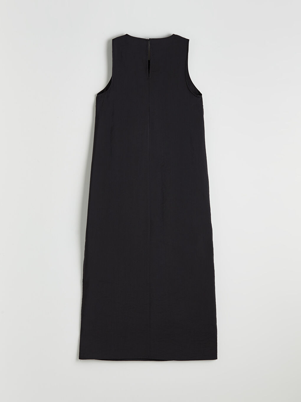 Siyah Bisiklet Yaka Modal Karışımlı Elbise-5