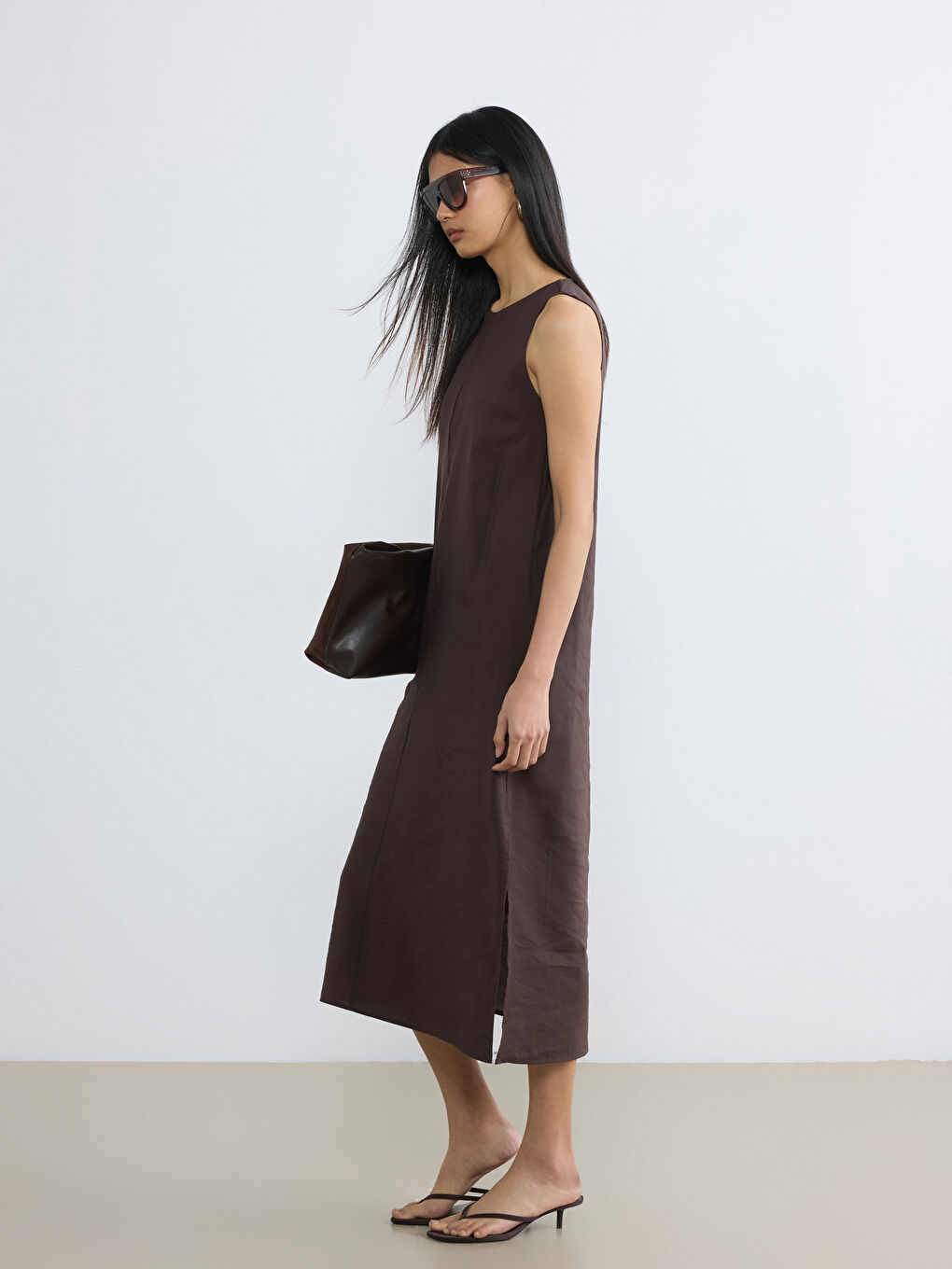 дөңгелек жағалы модал қоспасынан көйлек-1