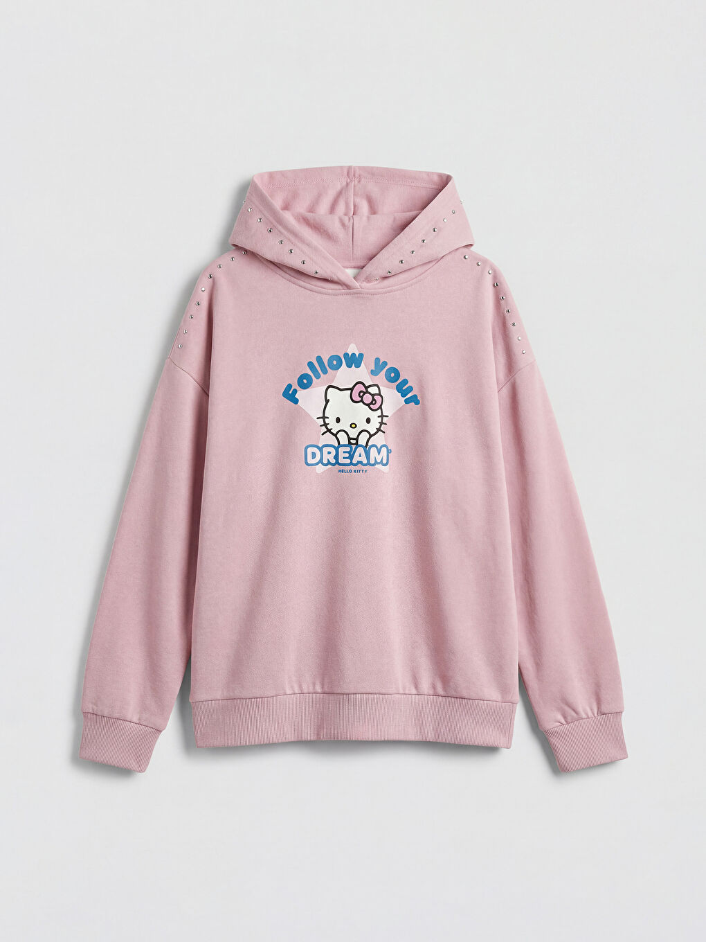 Pembe Kapüşonlu Hello Kitty Baskılı Kız Çocuk Sweatshirt