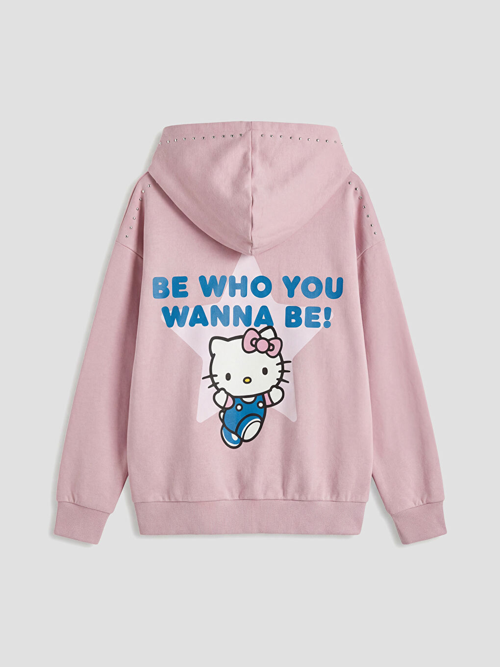 Pembe Kapüşonlu Hello Kitty Baskılı Kız Çocuk Sweatshirt-1