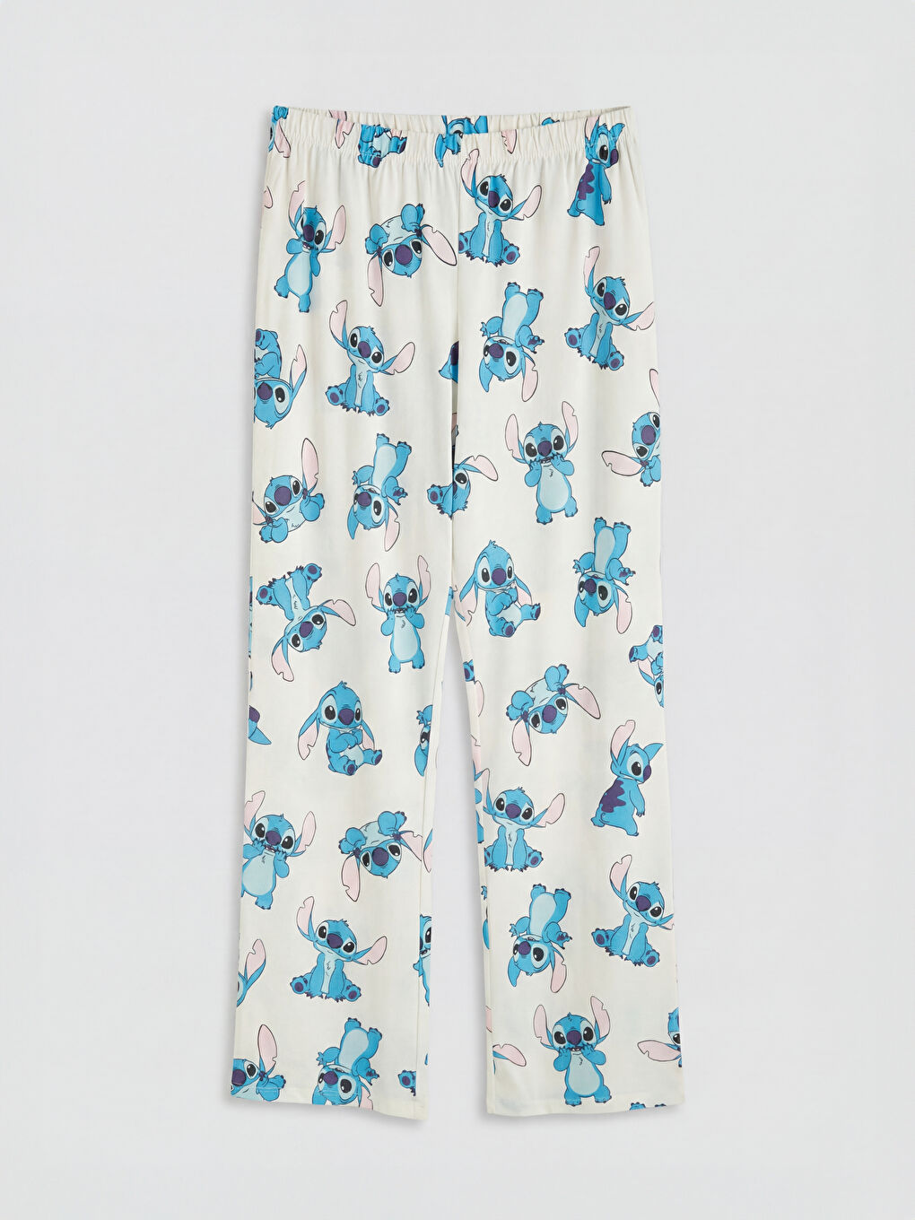 Ekru Lilo & Stitch Baskılı Kadın Pijama Takım-4
