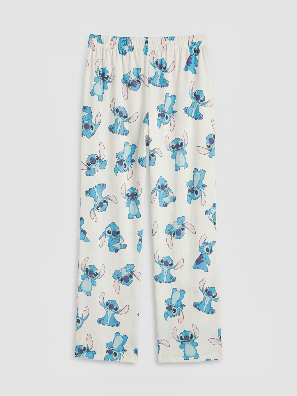 Ekru Lilo & Stitch Baskılı Kadın Pijama Takım-5