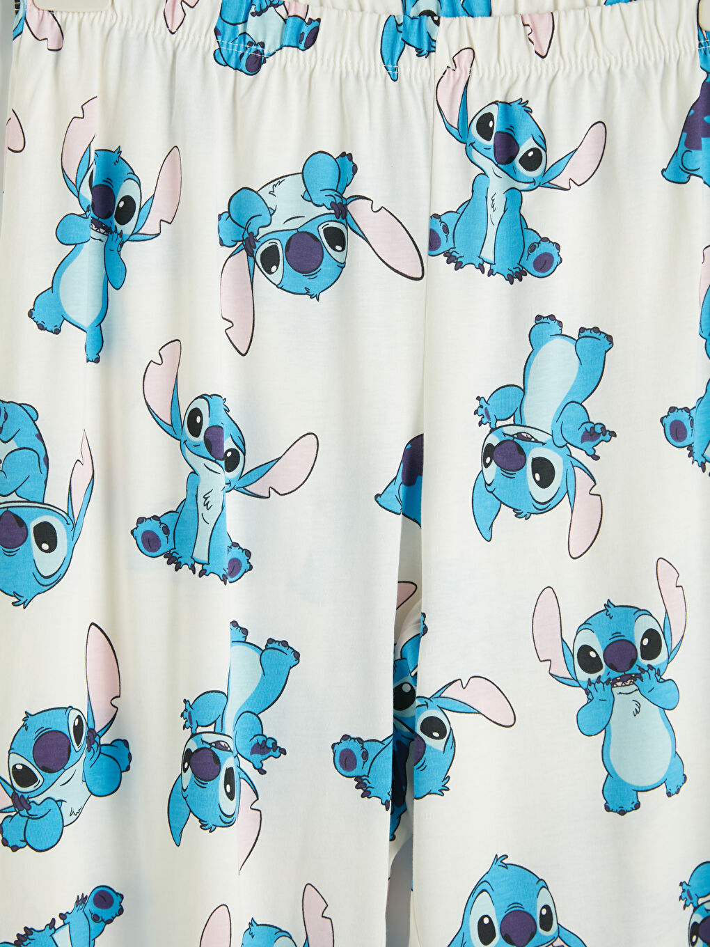 Ekru Lilo & Stitch Baskılı Kadın Pijama Takım-6