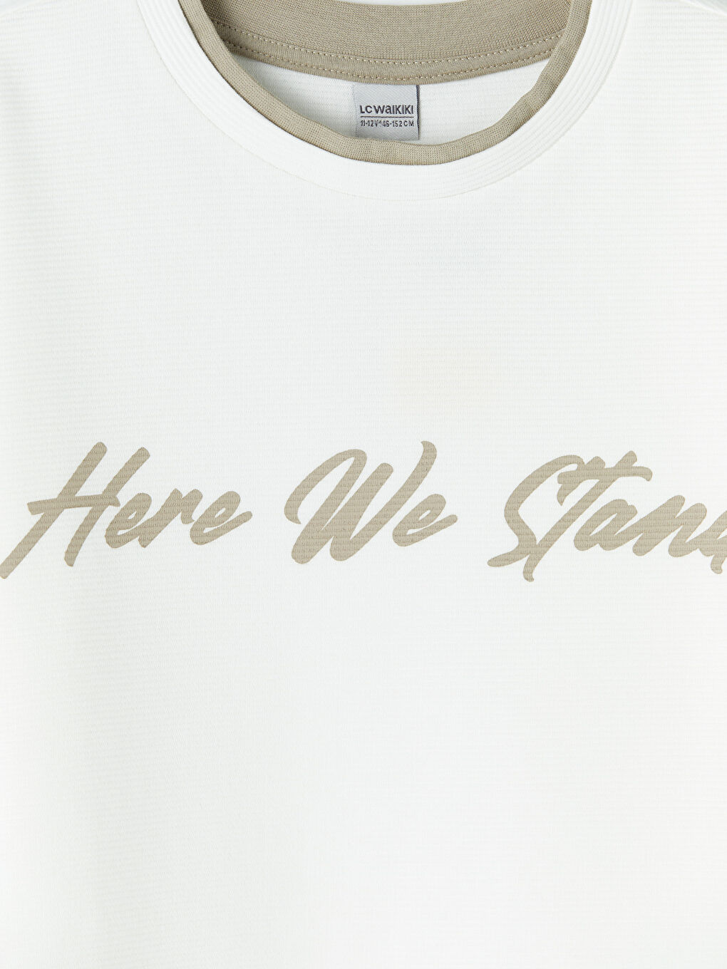 Beyaz Bisiklet Yaka Baskılı Erkek Çocuk Tişört-2