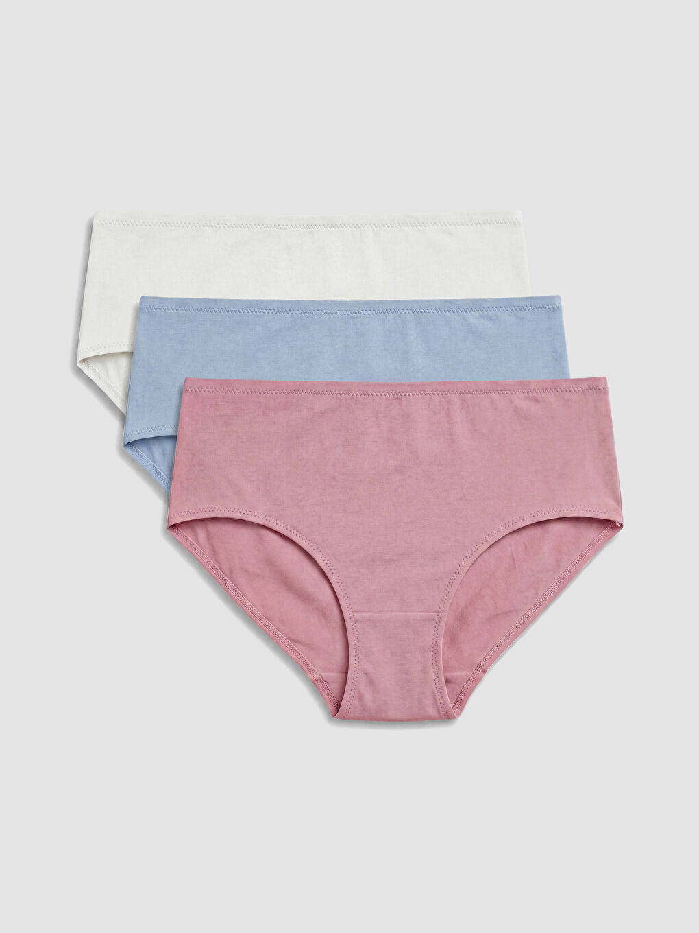 Pembe Yüksek Bel Klasik Külot 3'lü