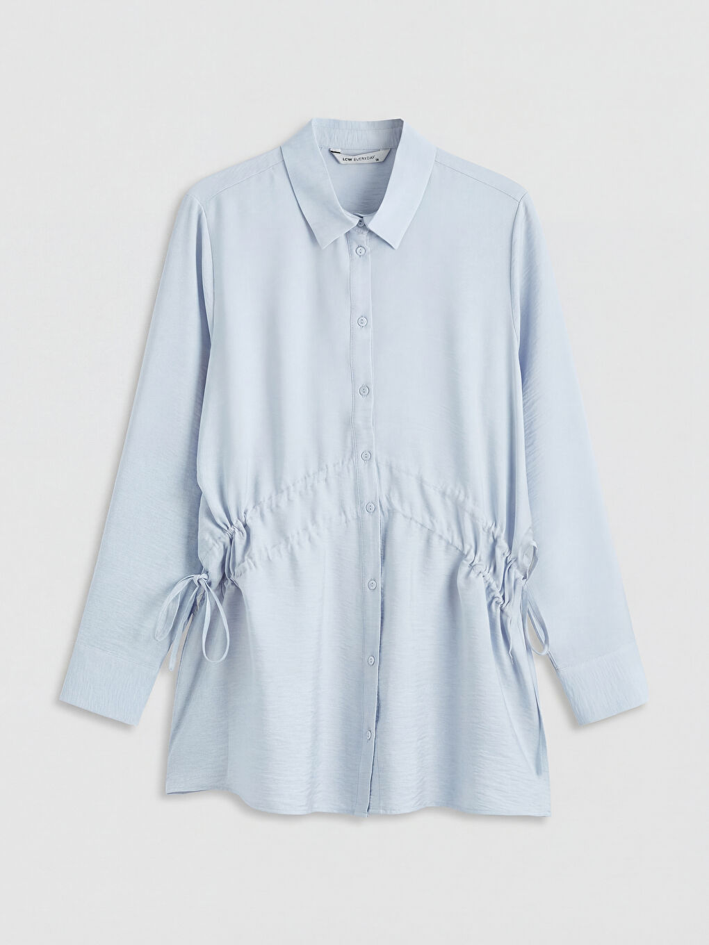 Mavi Büzgülü Kadın Gömlek Tunik