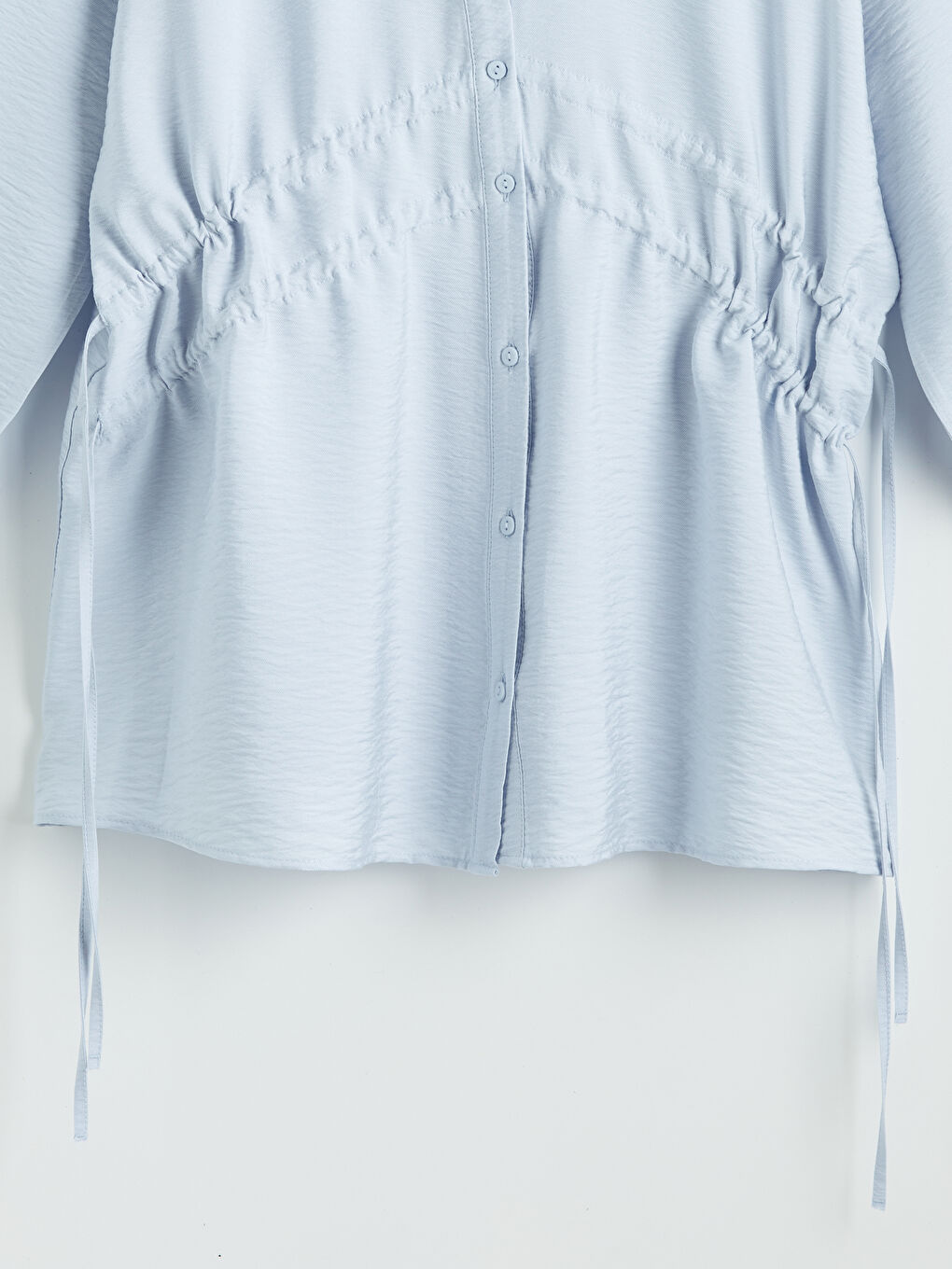 Mavi Büzgülü Kadın Gömlek Tunik-2