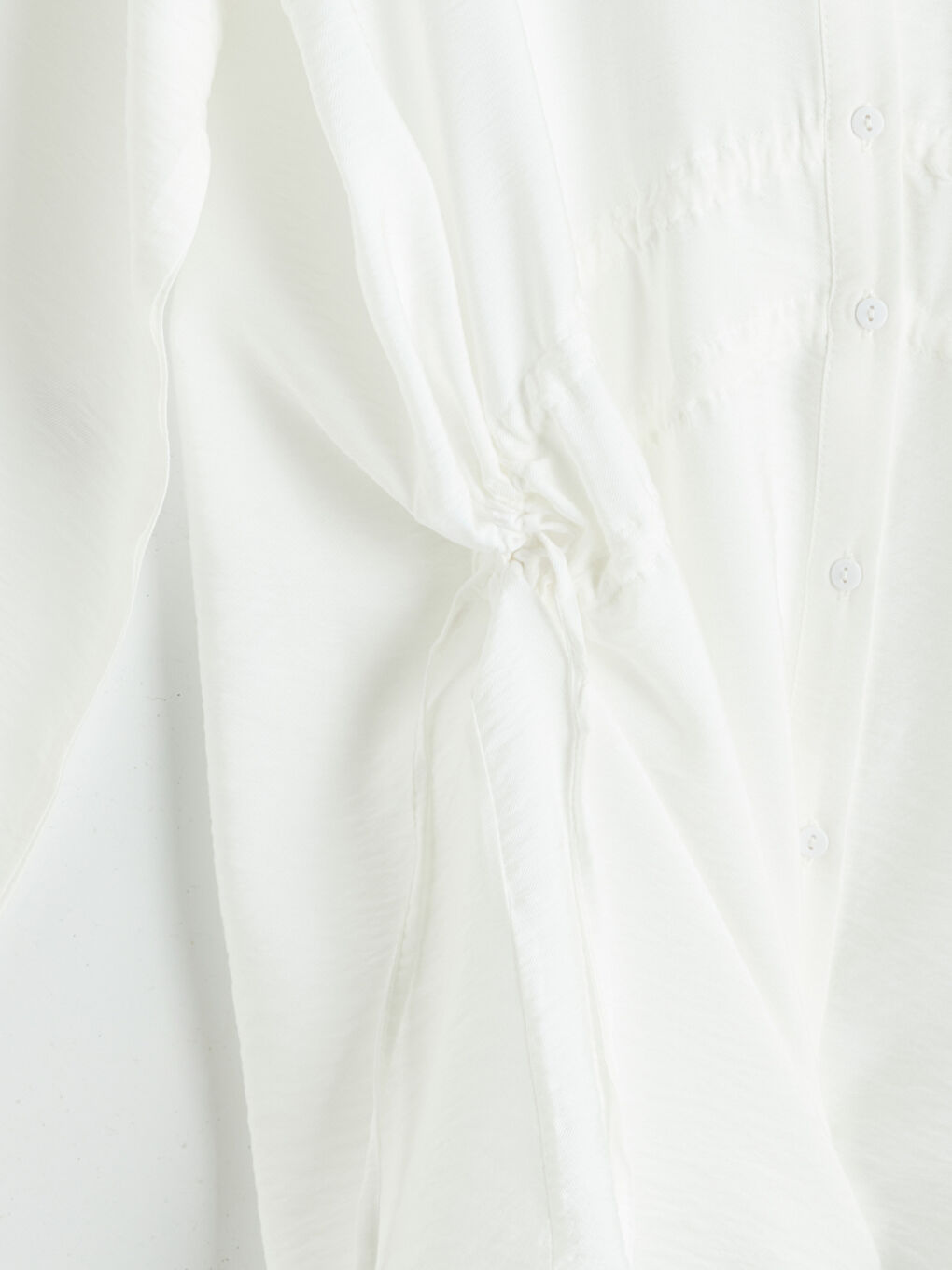 Beyaz Büzgülü Kadın Gömlek Tunik-5