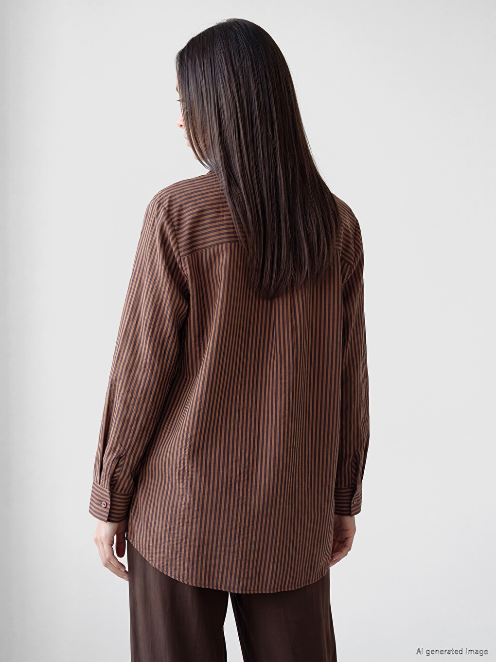 Tie Detailed Striped Women's Shirt Tunic-2