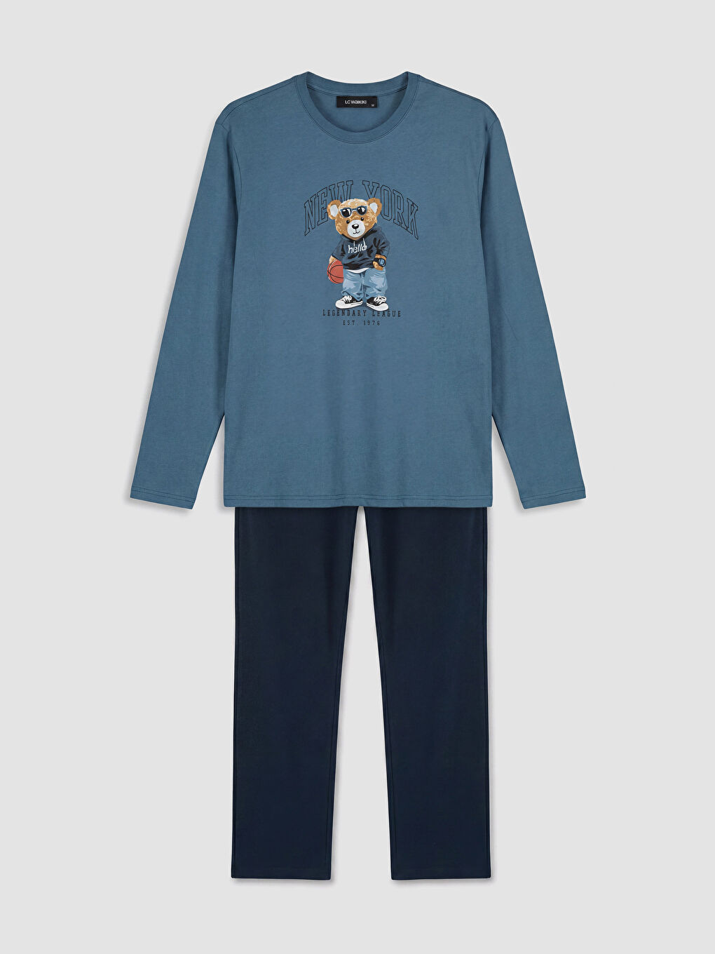 İndigo Regular Fit Teddy Baskılı Erkek Pijama Takımı-4
