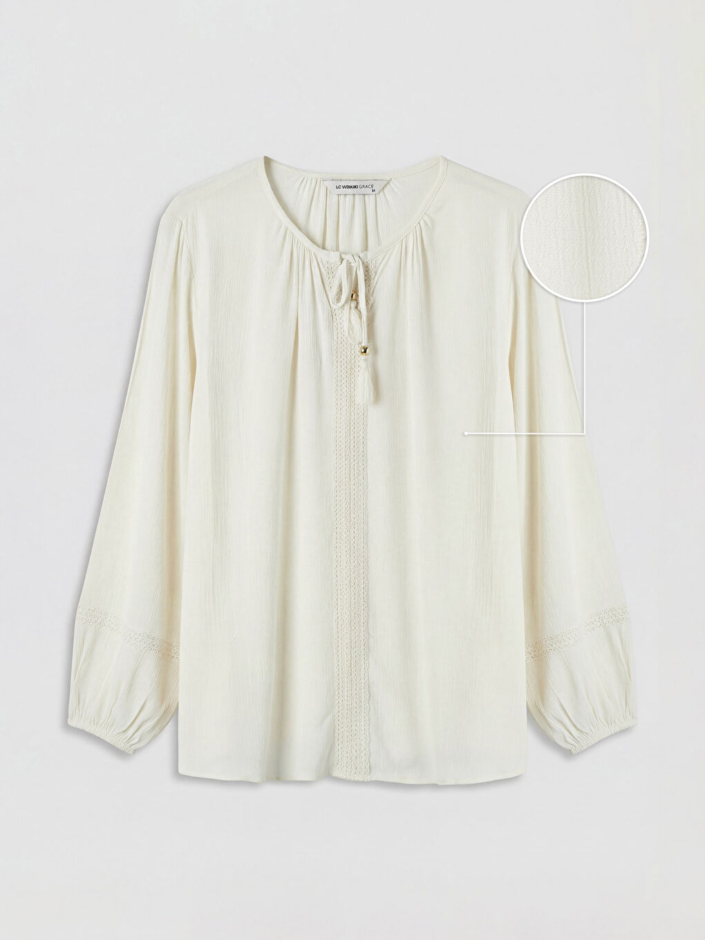 Tie Neck Textured Blouse-5