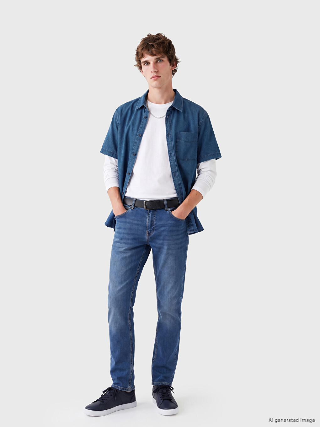 Regular Fit Men's Jean Shirt-1