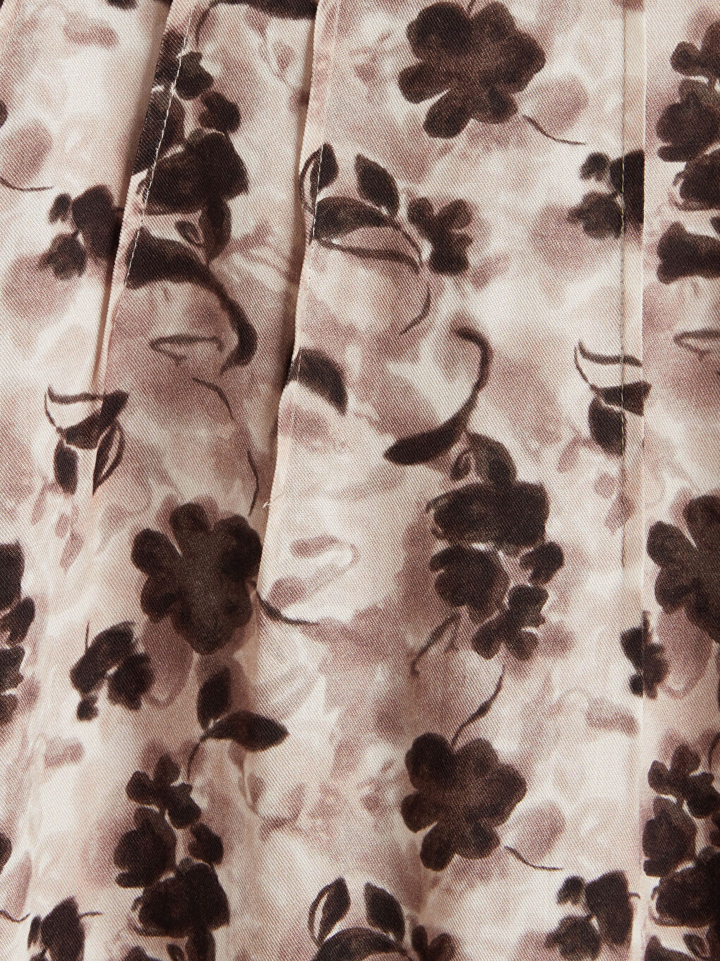 Bej Bisiklet Yaka Çiçekli A Kesim Elbise-2