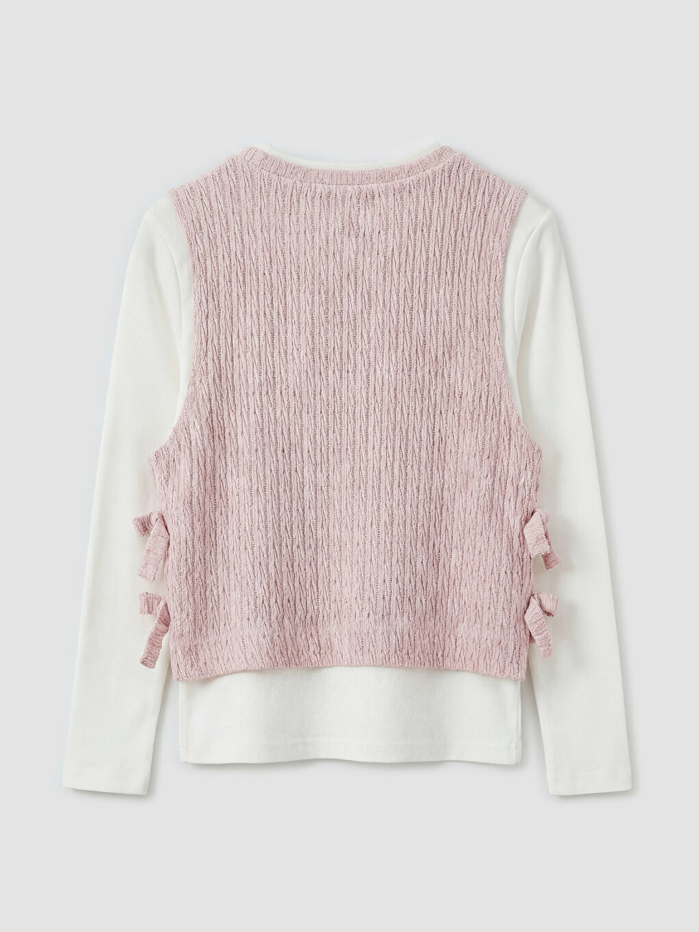 Ekru Bisiklet Yaka Kız Çocuk Triko Süveter ve Tişört-5