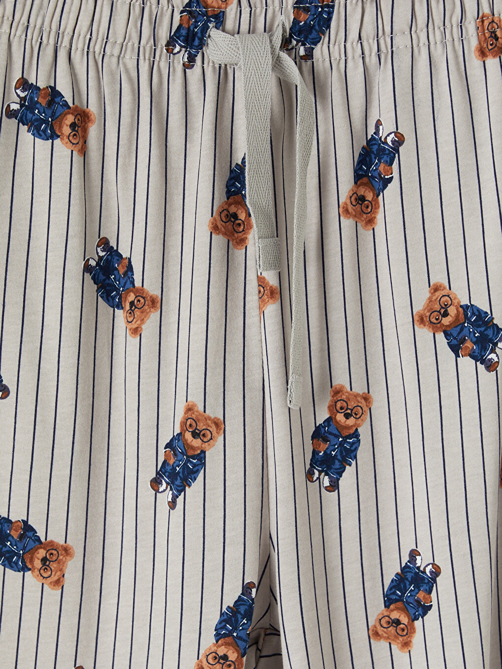 Bej Regular Fit Teddy Baskılı Erkek Pijama Takım-4