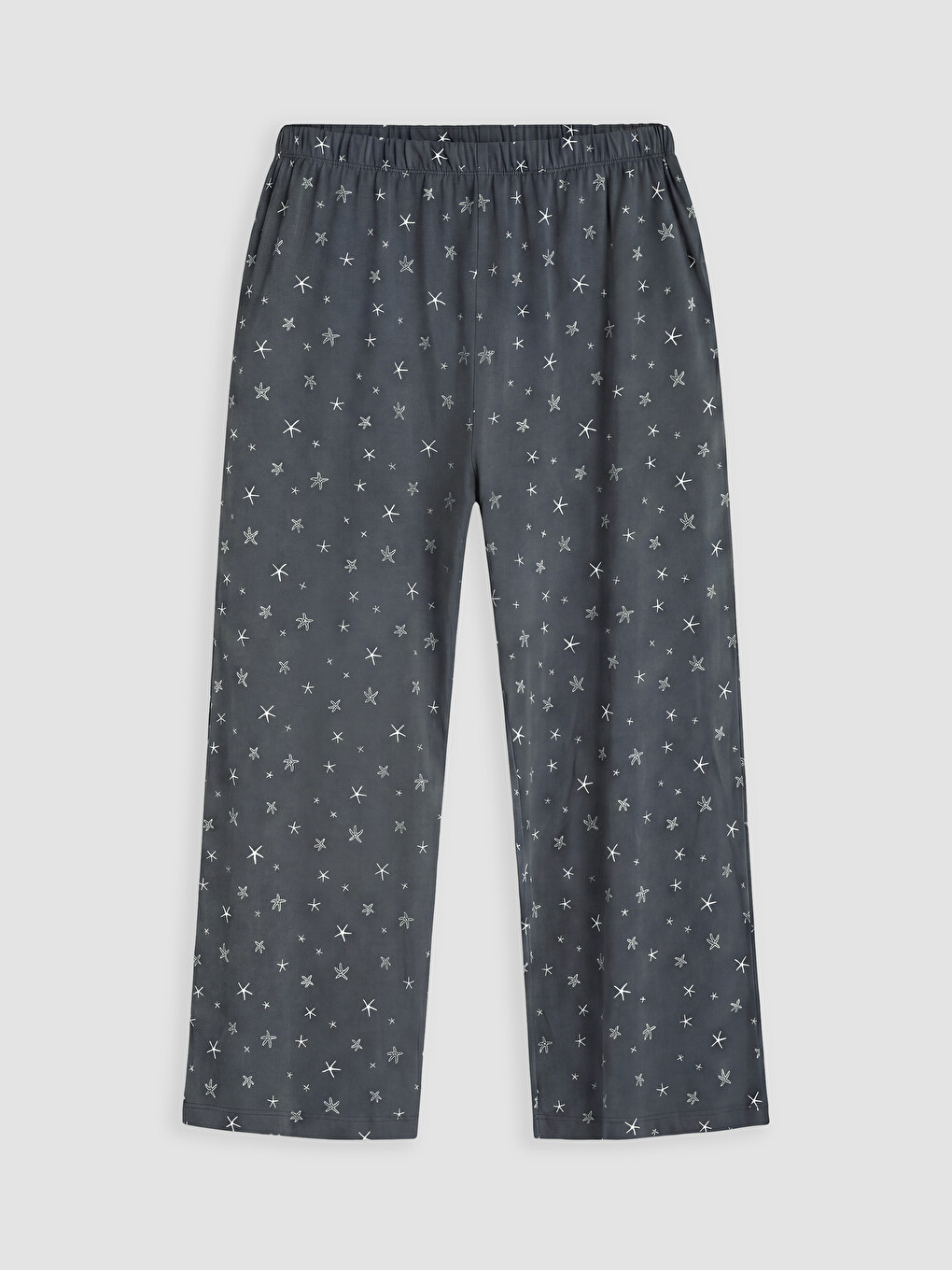 Gri Yıldız Baskılı Kadın Kapri Pijama Altı