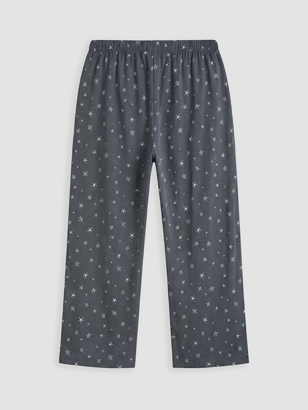 Gri Yıldız Baskılı Kadın Kapri Pijama Altı-1