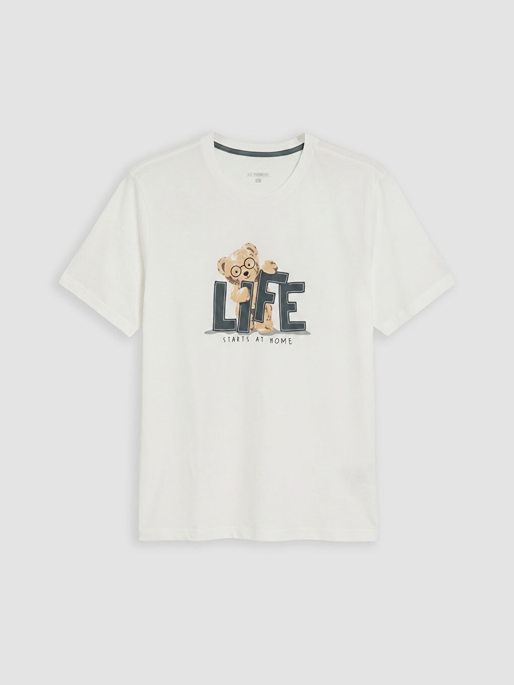 Ekru Standart Kalıp Erkek Şortlu Pijama Takımı-1