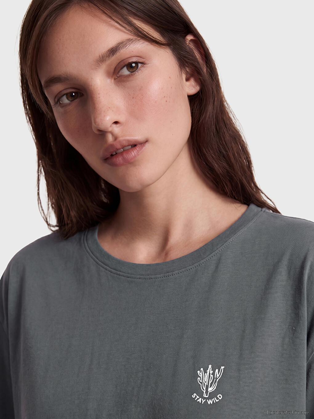 Crew Neck Embroidered Women's Pyjamas Top-1