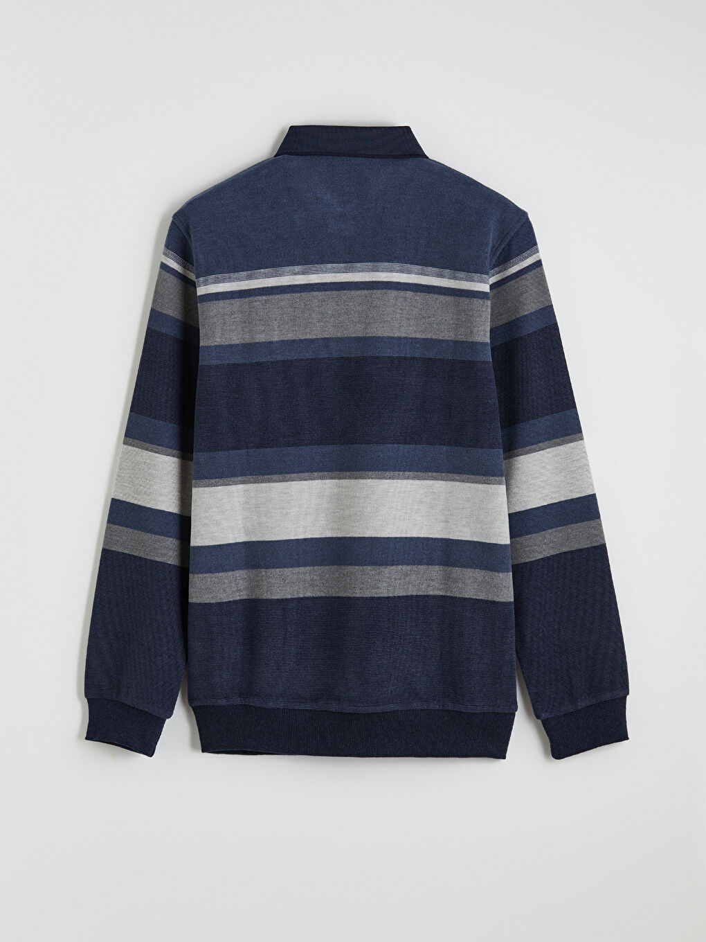 İndigo Polo Yaka Çizgili Sweatshirt-2