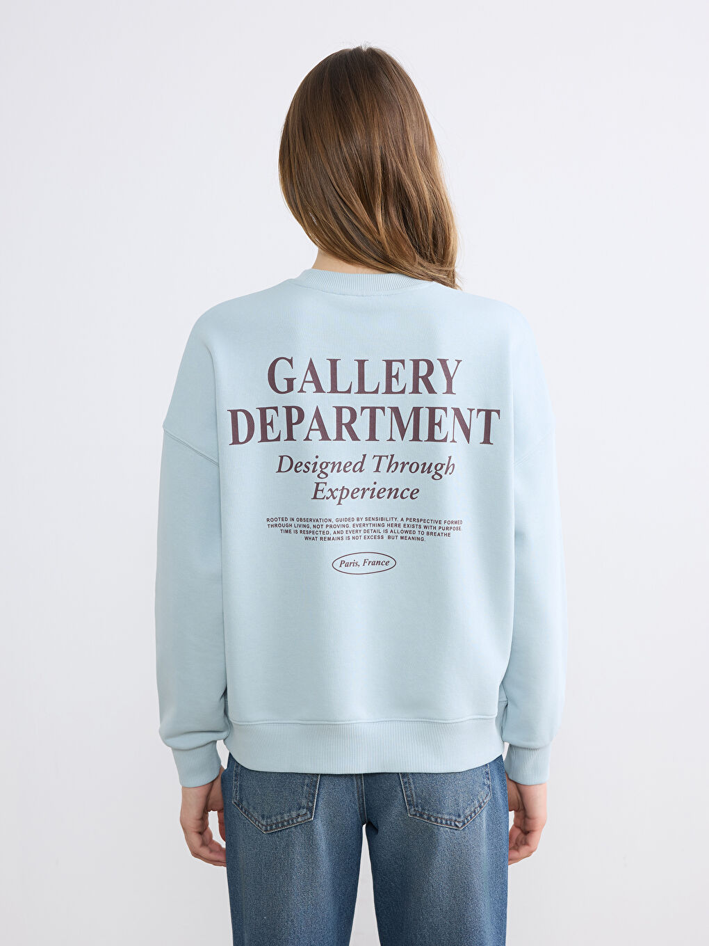 Mavi Baskılı Oversize Kadın Sweatshirt-3