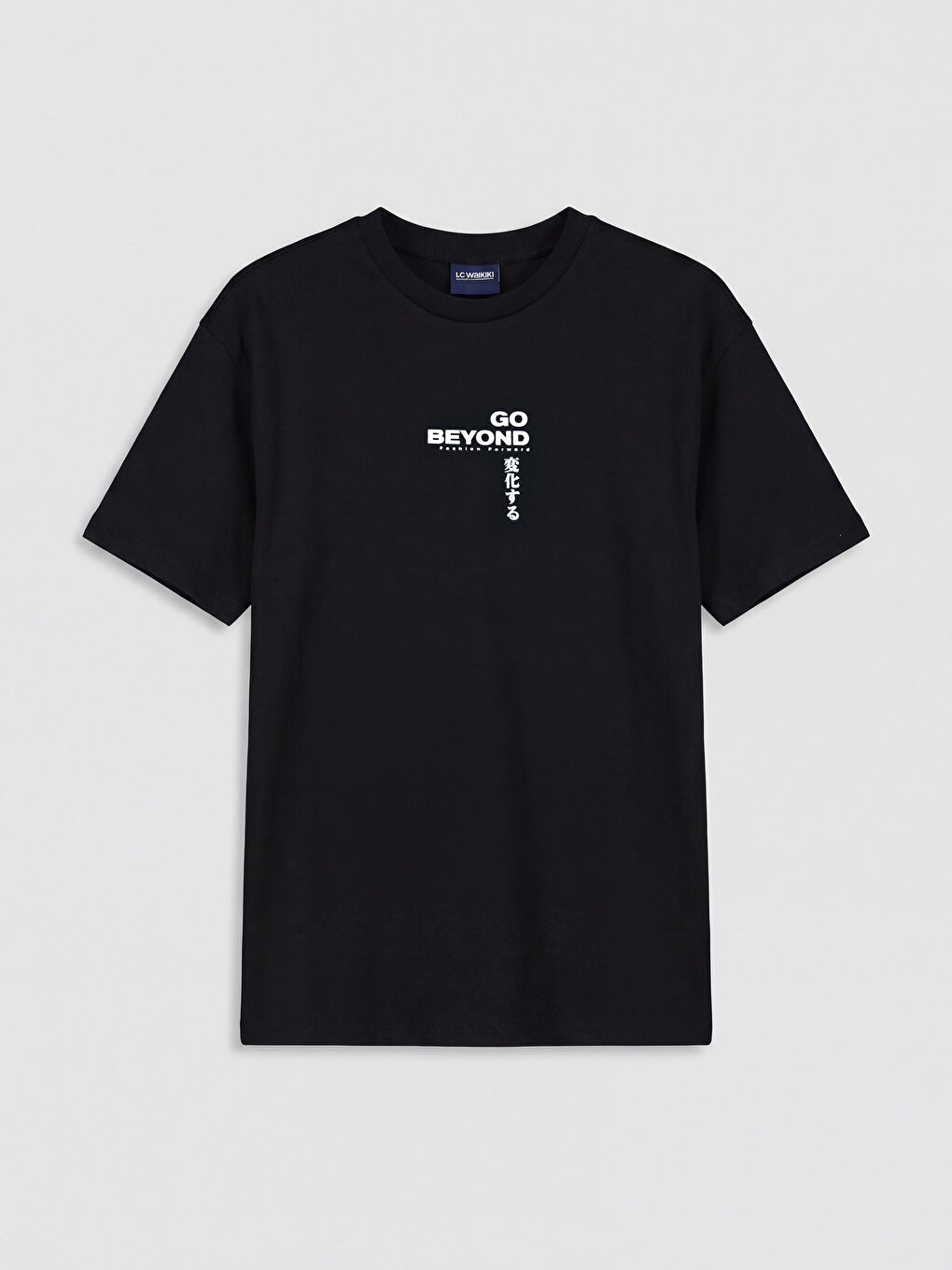 تي شيرت بناتي مطبوع بياقة دائرية