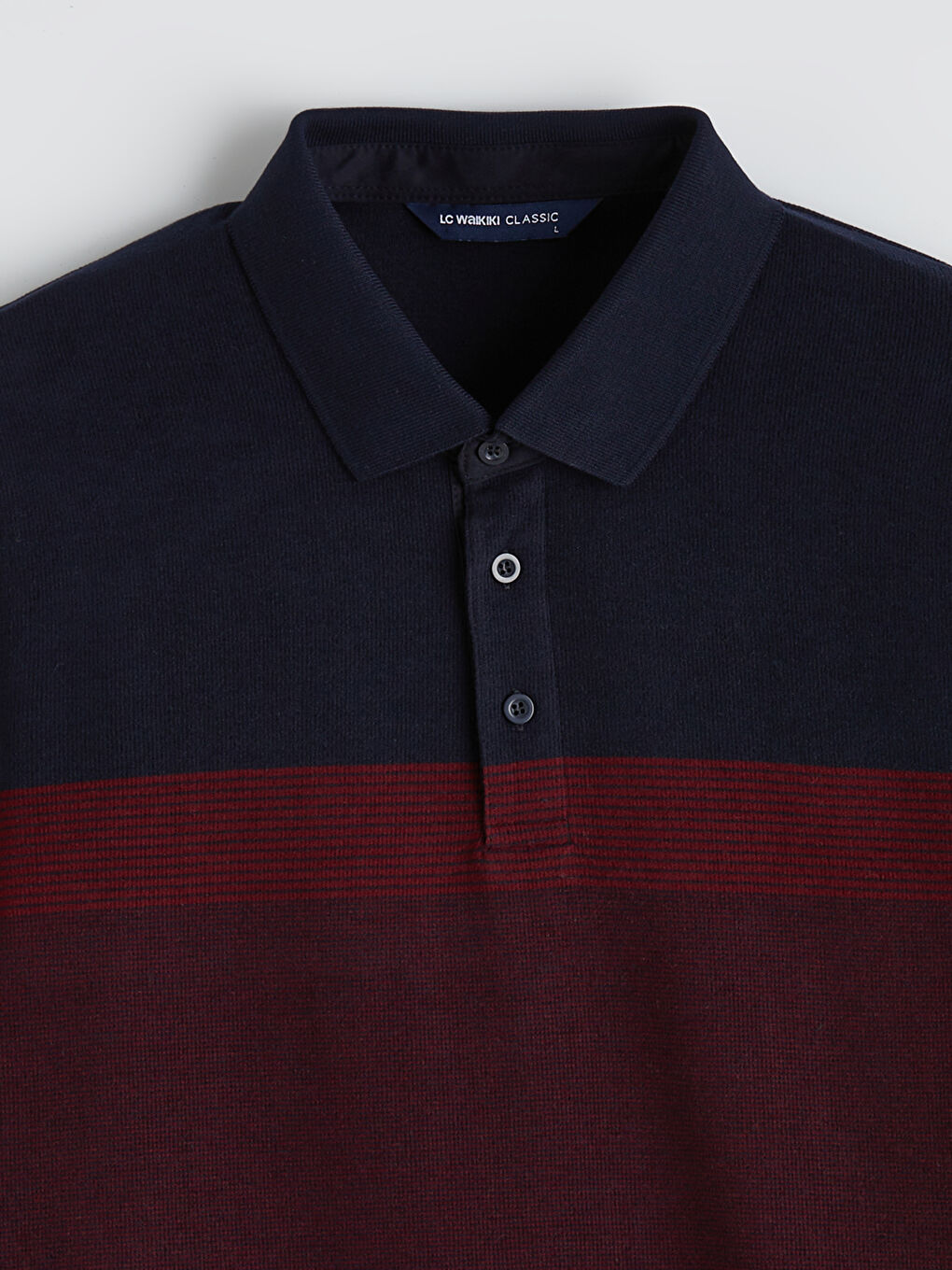 Bordo Polo Yaka Renk Bloklu Erkek Sweatshirt-1