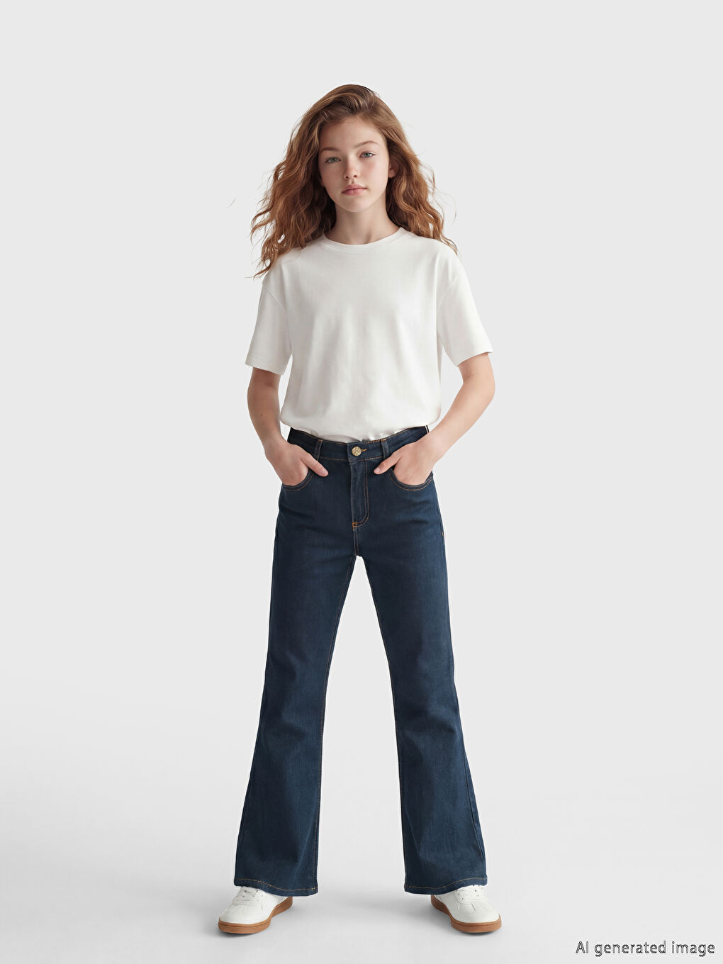 İndigo İspanyol Paça Kız Çocuk Jean Pantolon