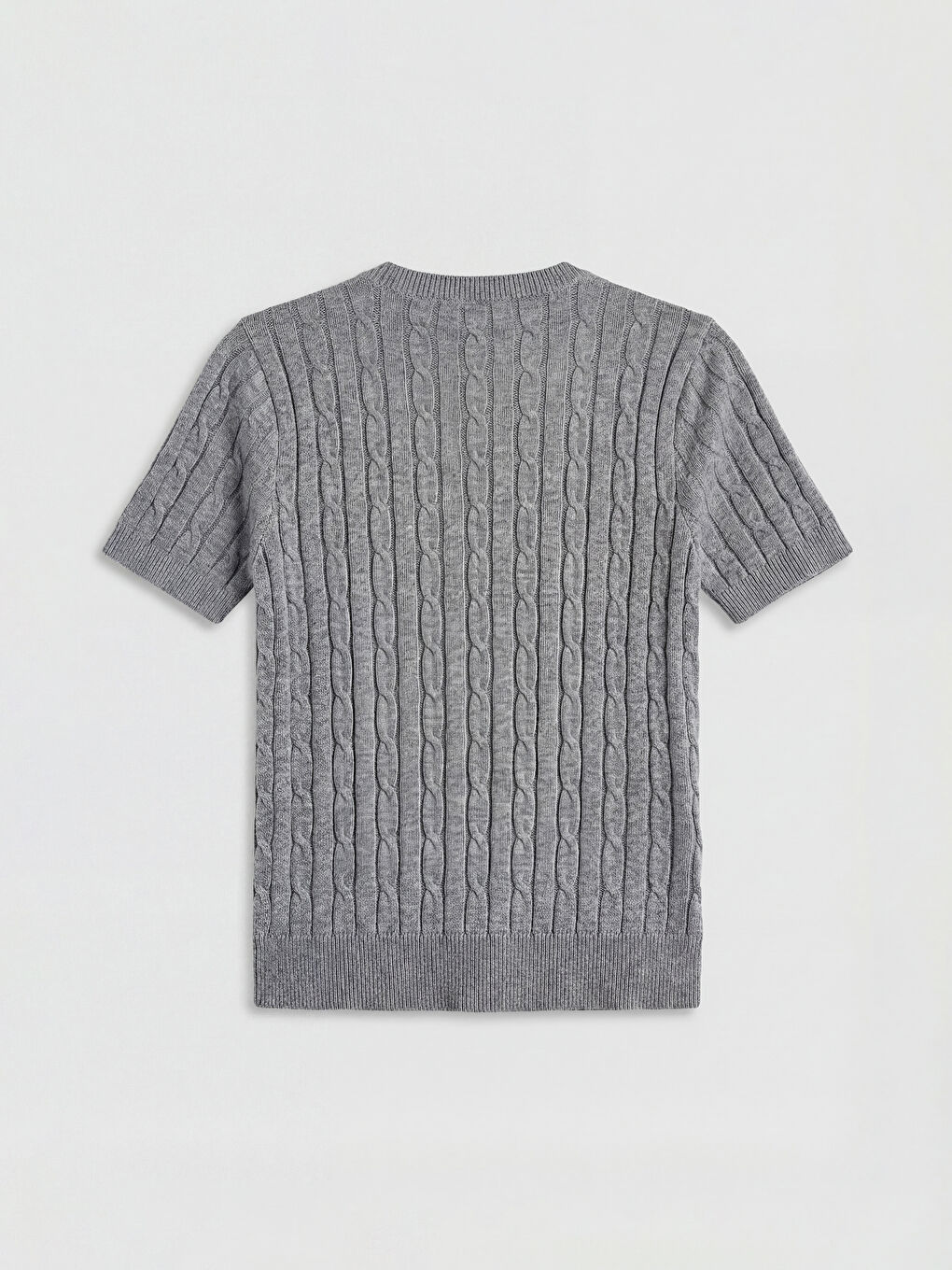 Antrasit Bisiklet Yaka Kendinden Desenli Kadın Triko Kazak-1