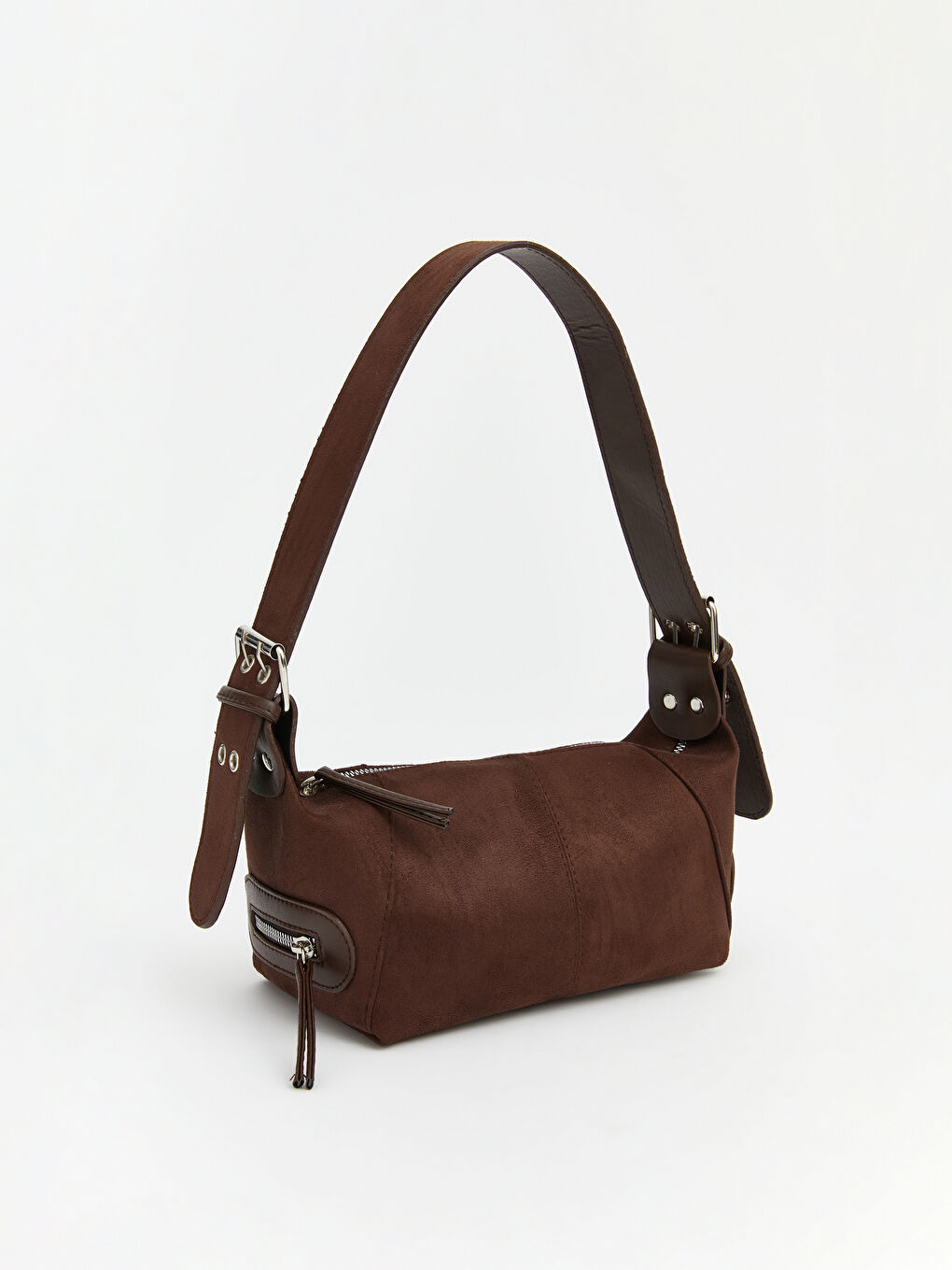 Kahverengi Süet Görünümlü Kadın Omuz Çantası-1