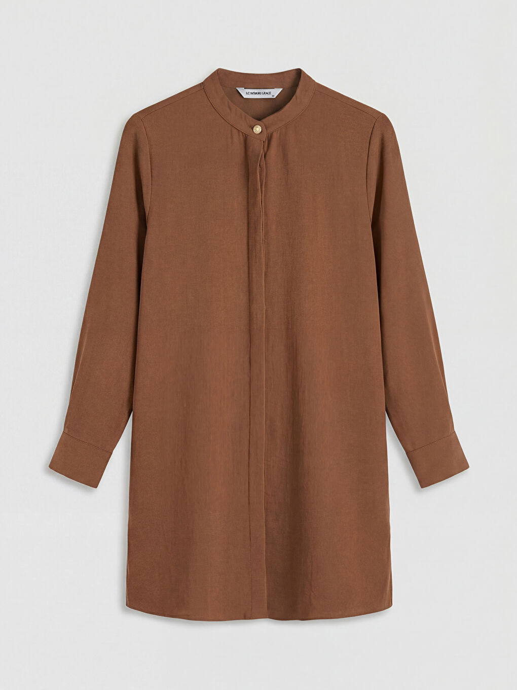 Bej Hakim Yaka Kadın Gömlek Tunik-4