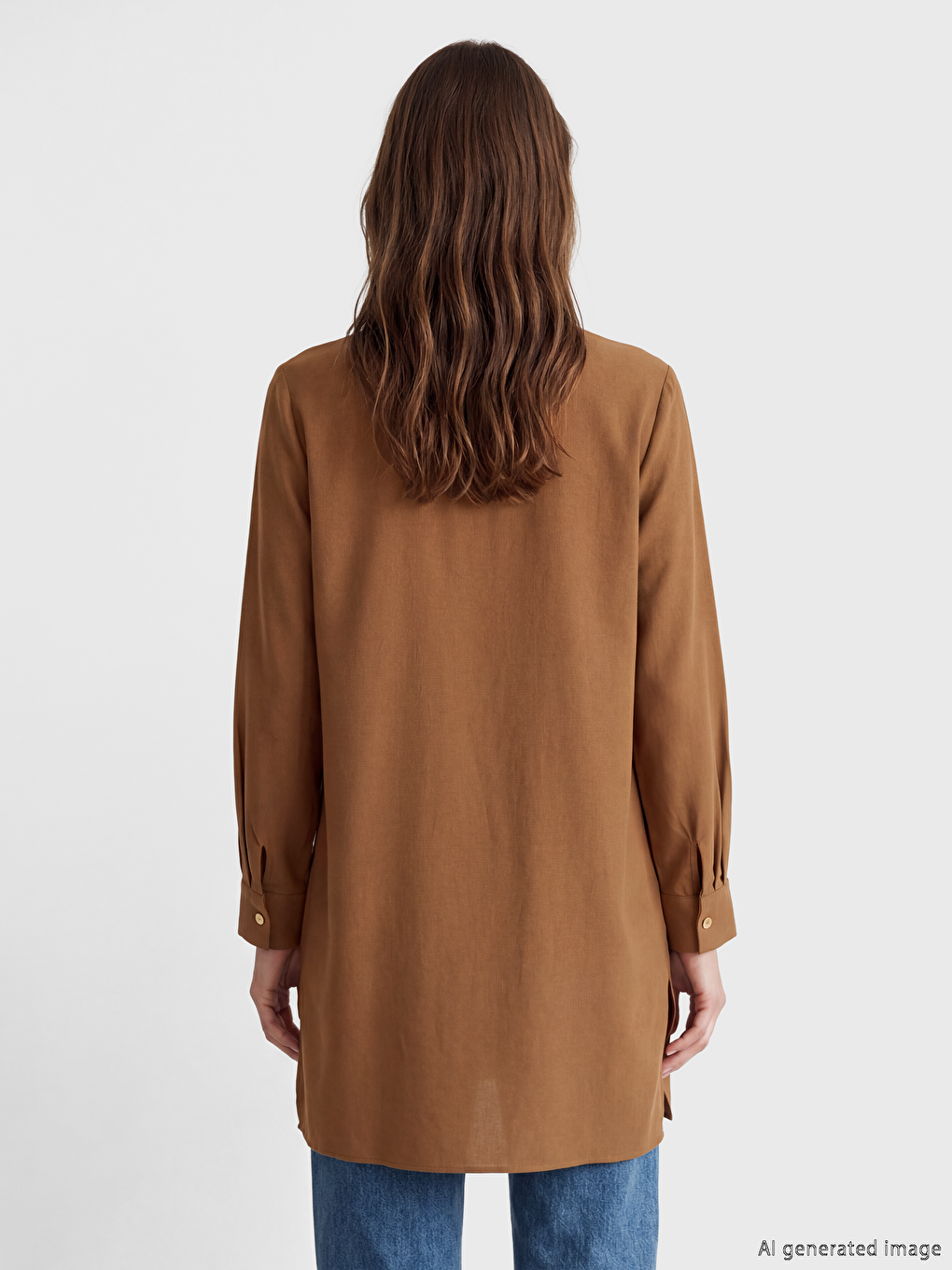 Bej Hakim Yaka Kadın Gömlek Tunik-3