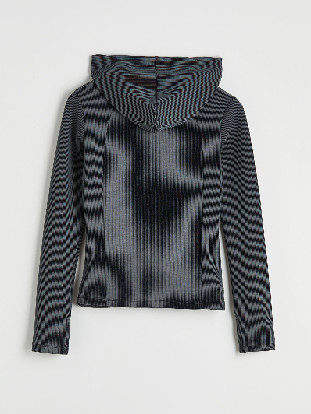 Antrasit Kapüşonlu Parmak Geçmeli Soft Touch Kadın Fermuarlı Sweatshirt-1