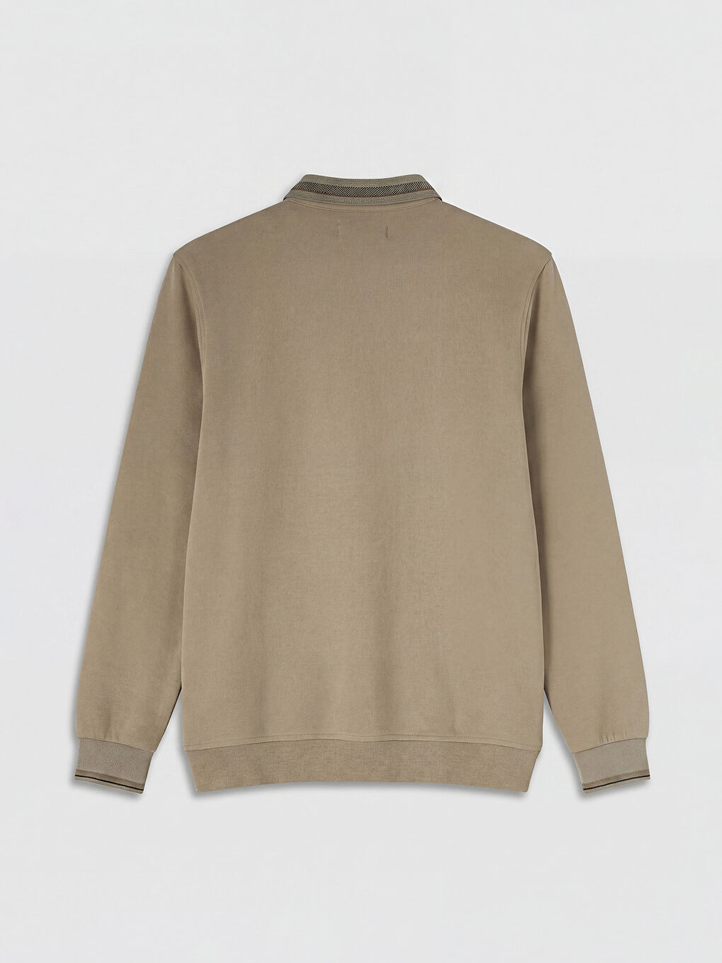 Bej Polo Yaka Erkek Sweatshirt-1