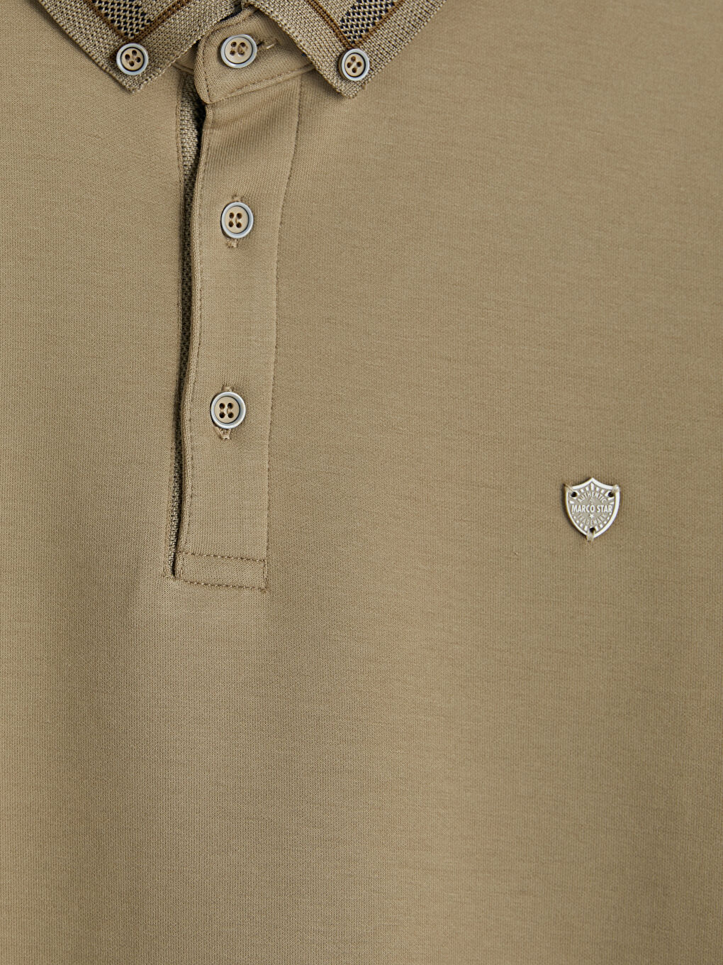 Bej Polo Yaka Erkek Sweatshirt-2