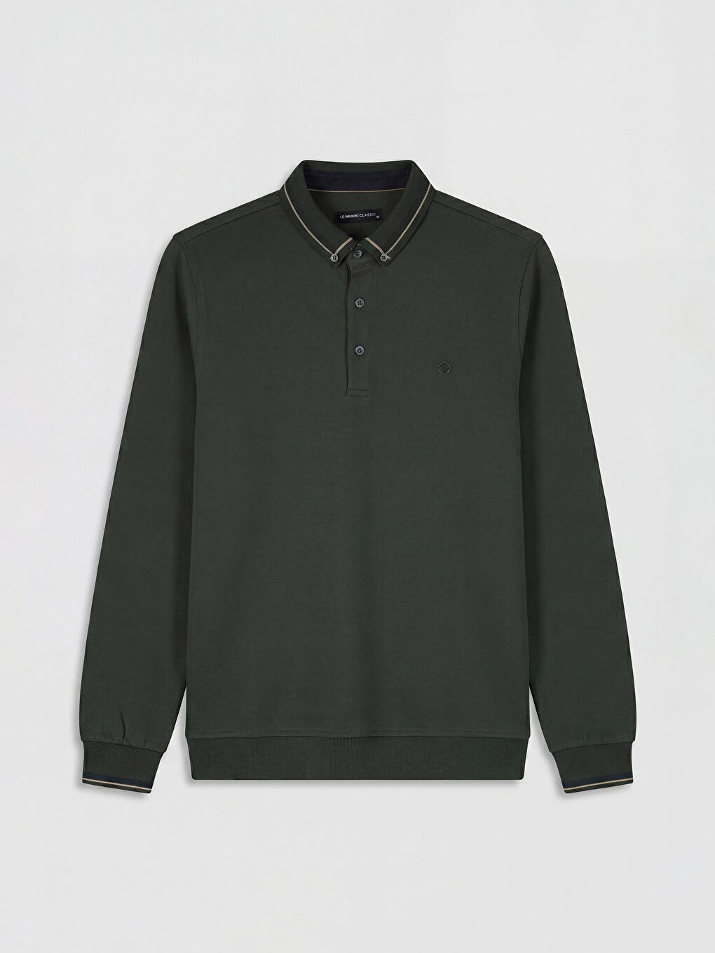 Haki Polo Yaka Erkek Sweatshirt