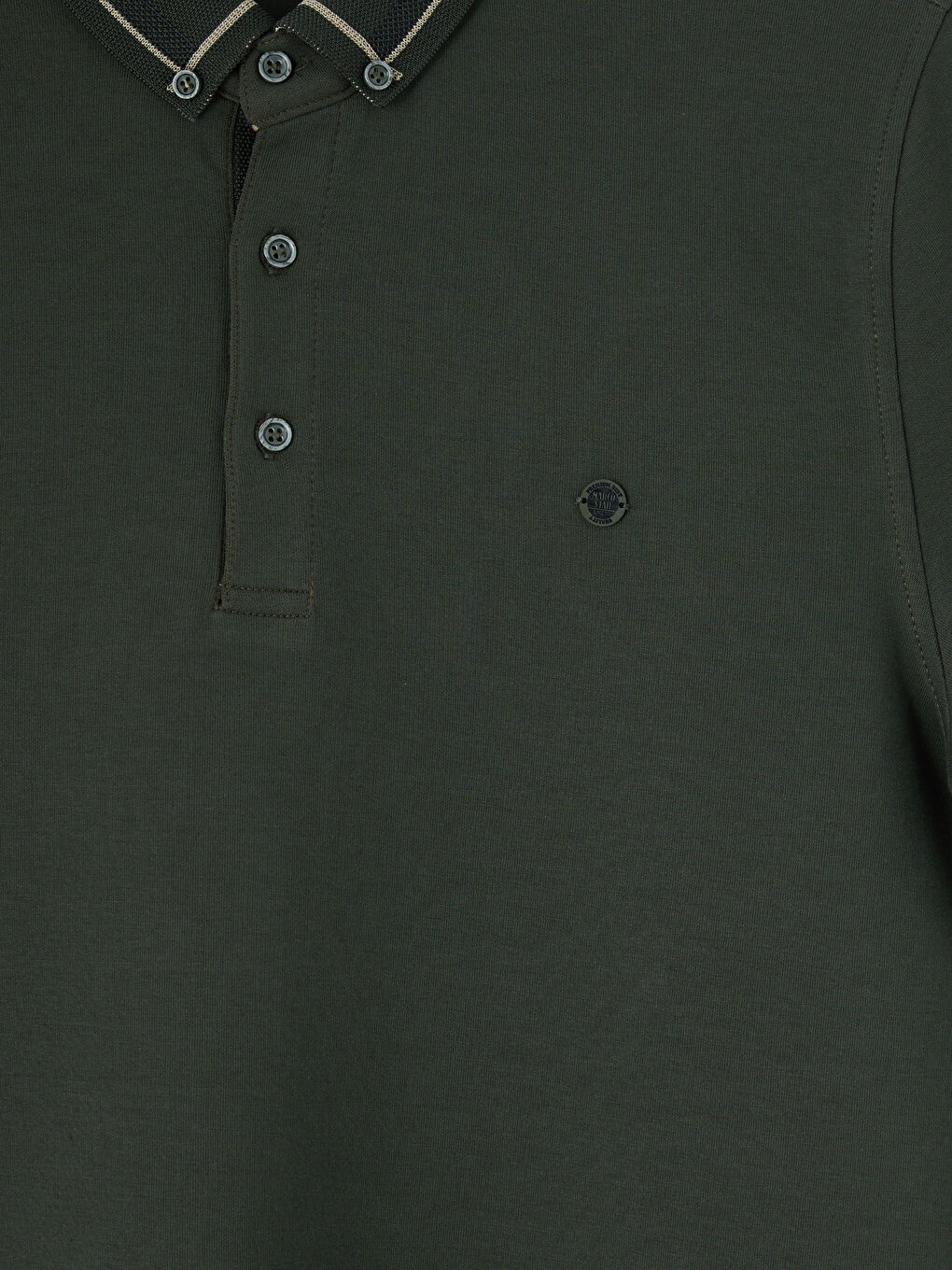 Haki Polo Yaka Erkek Sweatshirt-2