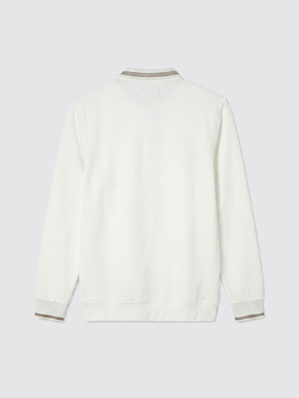 Beyaz Polo Yaka Erkek Sweatshirt-1