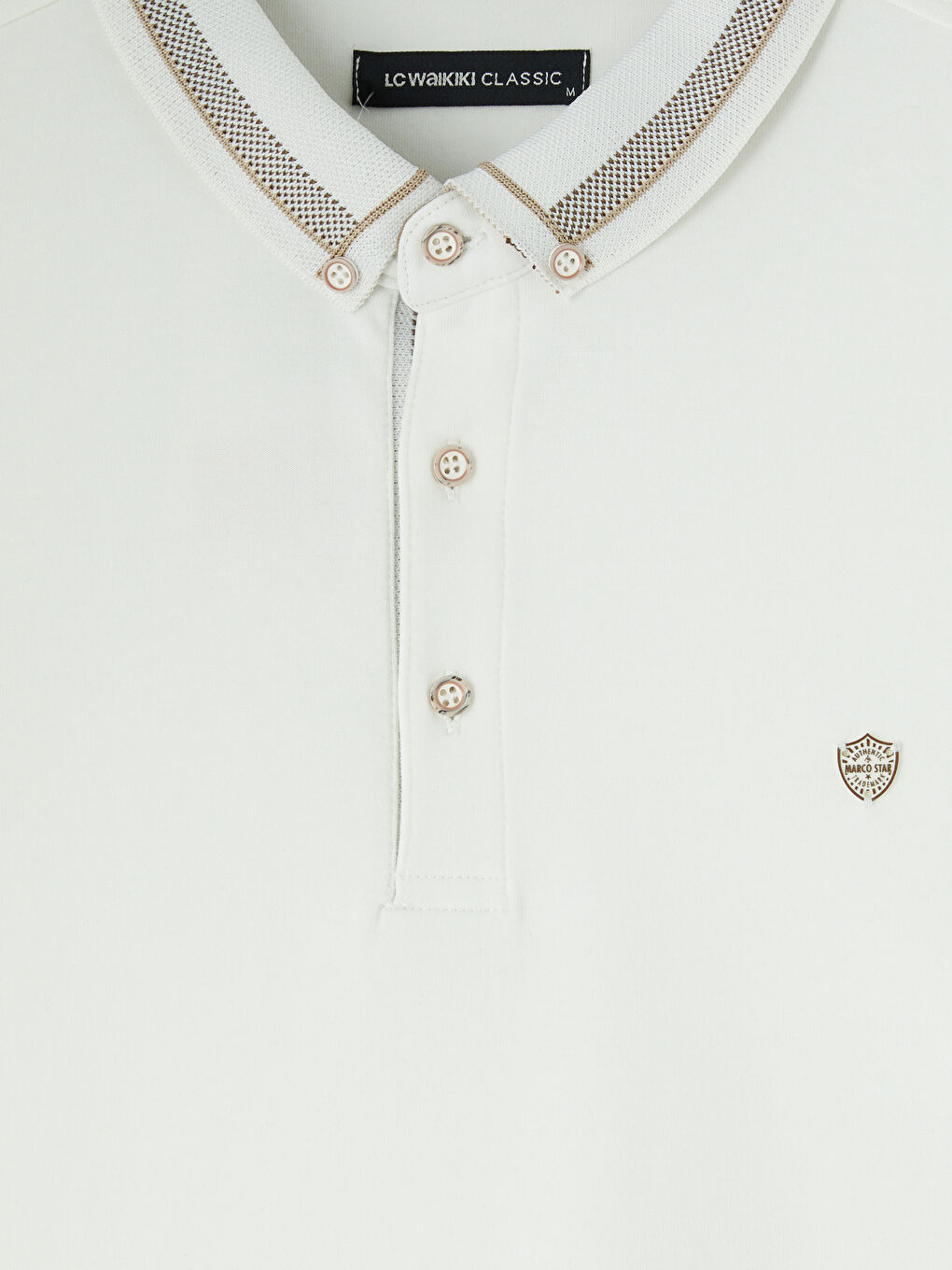 Beyaz Polo Yaka Erkek Sweatshirt-2