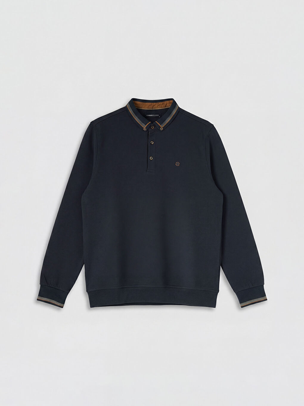 Lacivert Polo Yaka Erkek Sweatshirt