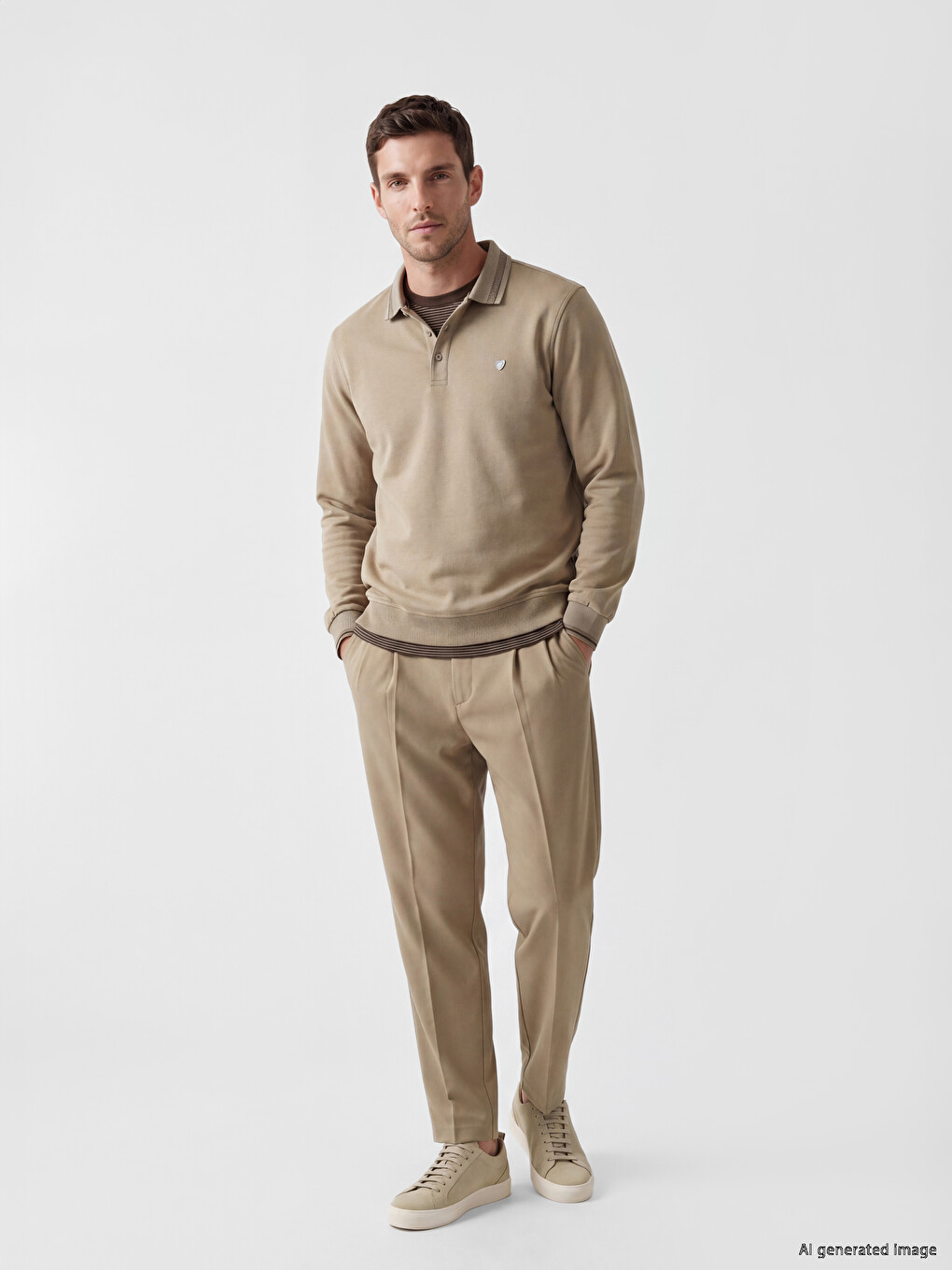 Polo Collar Men's Sweatshirt-1