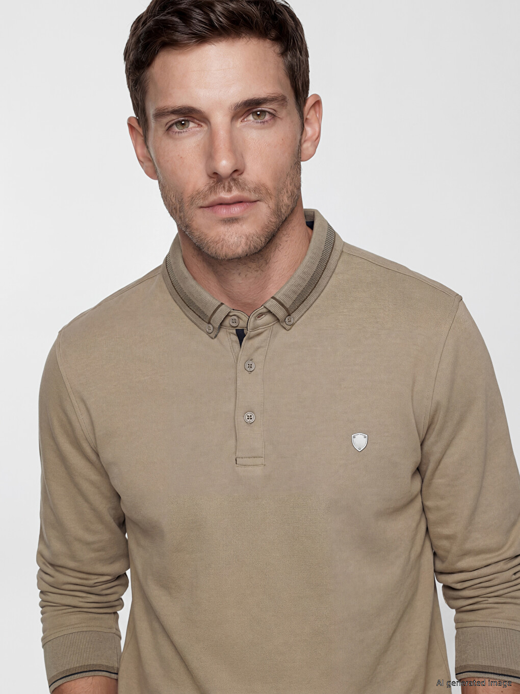 Polo Collar Men's Sweatshirt-2