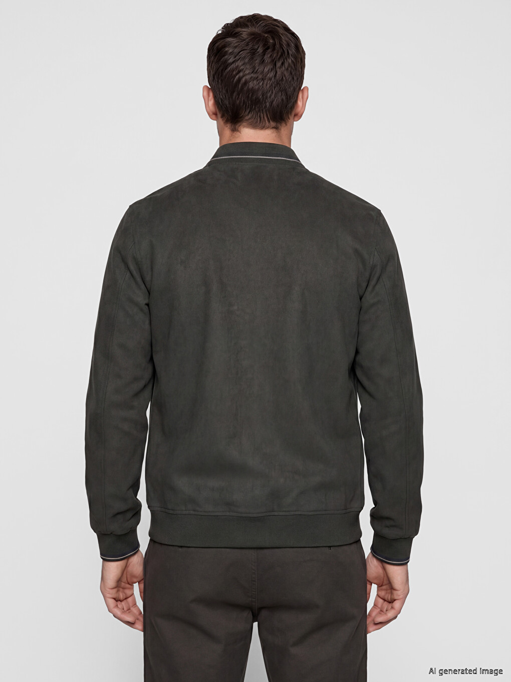Haki Polo Yaka Erkek Sweatshirt-3